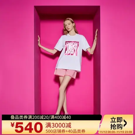 Juicy Couture橘滋23新款甜酷粉箔印花女T恤商品大图