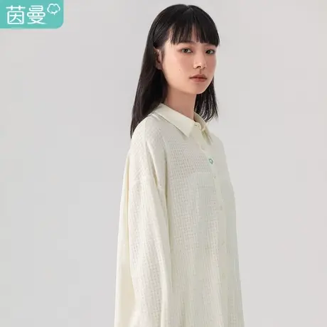 【商场同款】茵曼2022特价清仓翻领纽扣开襟棉花绣花长袖衬衣休闲商品大图