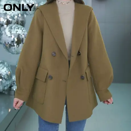 ONLY冬季休闲甜美学院风中长款翻领绵羊毛毛呢大衣|12246T003图片