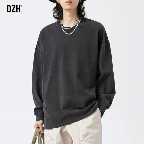 男士重磅宽松长袖t恤男秋季衣服男款潮牌男装新款纯棉打底衫内搭商品大图