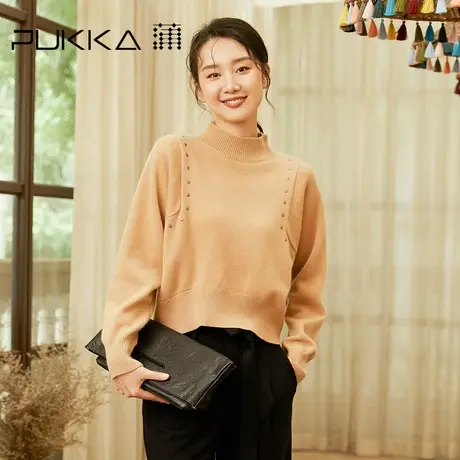 蒲PUKKA 羊毛针织衫女2022秋季新款设计感半高领套头衫商场同款商品大图