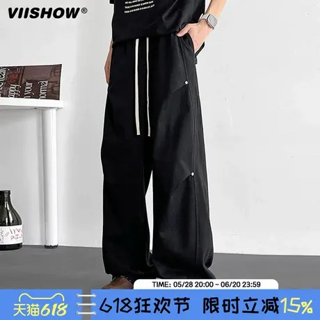 VIISHOW伞兵休闲裤子男25春秋新款美式宽松痞帅直筒阔腿运动长裤商品大图