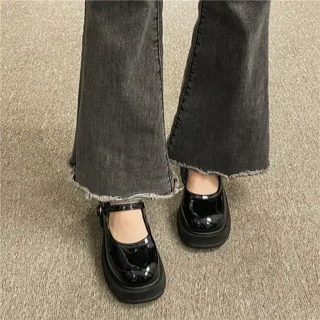 白色百搭日系jk厚底小皮鞋女夏季2023新款复古法式粗跟玛丽珍鞋子商品大图