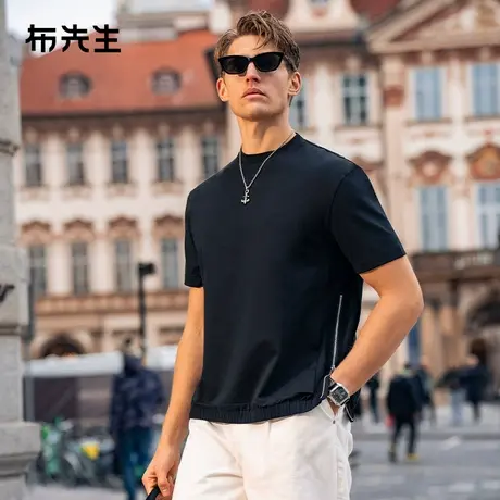 MrBu布先生侧边拉链廓形时尚短袖t恤2025夏吸湿透气男t恤ET16222商品大图