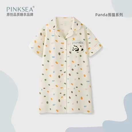 Pinksea莫代尔睡裙女夏天宽松短袖夏季睡衣可爱女士可外穿家居服商品大图