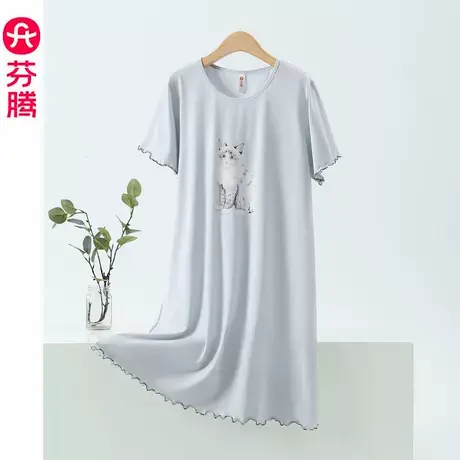 芬腾睡裙女款纯棉夏天2025新款夏季短袖睡衣性感大码可爱连衣裙子商品大图