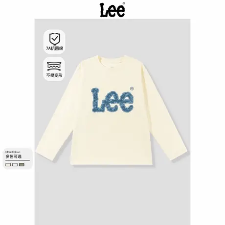 Lee童装女童长袖t恤2025新款女孩杏色纯棉上衣儿童秋季薄款打底衫商品大图