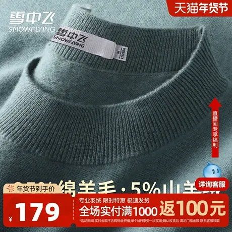 雪中飞25年男士秋冬【95%绵羊毛5%山羊绒】绒感温暖男士羊毛衫W图片