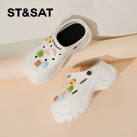 星期六洞洞鞋女士户外海边厚底沙滩鞋增高女鞋防滑时尚女款凉拖鞋图片