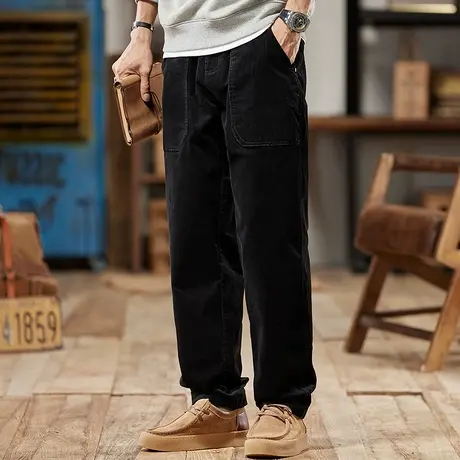 百搭男士工装裤潮流高密斜纹精梳棉宽松户外水洗耐磨潮流工装裤图片