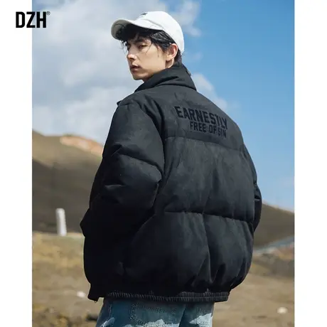 男士黑色棉服男款棉袄男冬季加厚立领麂皮绒外套2023新款美式棉衣商品大图