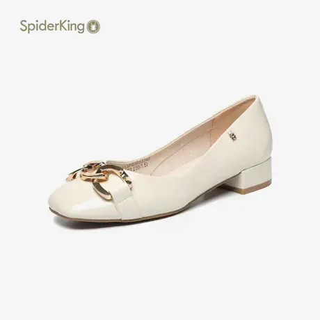 蜘蛛王2021新款夏季女士时尚百搭软皮浅口舒适平底复古妈妈单鞋商品大图