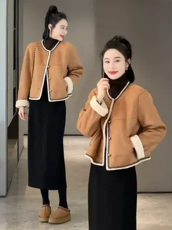 韩版时尚气质百搭女士短外套2023新款秋冬洋气减龄高级感欧货外套图片