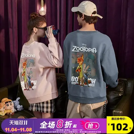 唐狮2023秋冬季新款加绒情侣装卫衣女圆领宽松情侣装上衣潮ins男图片