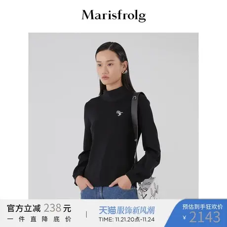 Marisfrolg玛丝菲尔女装秋新款黑色套头毛针织衫A1KT3811M商品大图