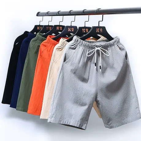 夏季短裤男潮流亚麻5五分裤男士棉麻休闲裤宽松外穿沙滩裤大裤衩商品大图