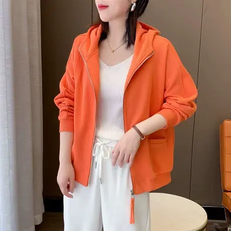 2023年春秋季新款韩版百搭连帽棒球服早秋运动外套女卫衣开衫上衣图片