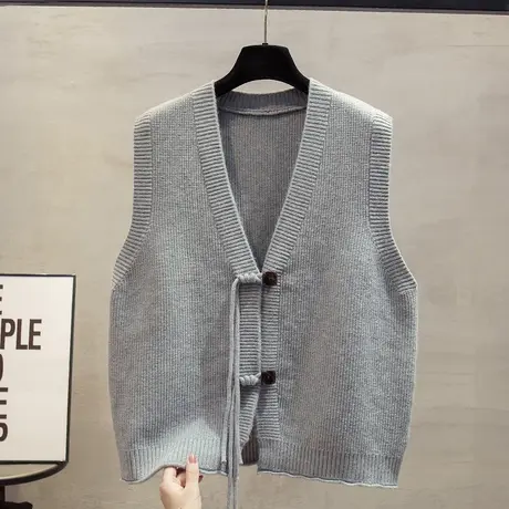 v领针织开衫马甲背心女2023秋装新款宽松外穿马夹外搭毛衣坎肩潮商品大图