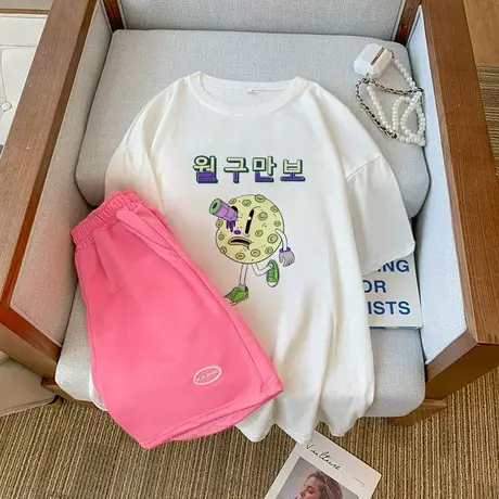 网红炸街运动服套装跑步女夏季宽松短袖短裤小个子时尚休闲两件套图片