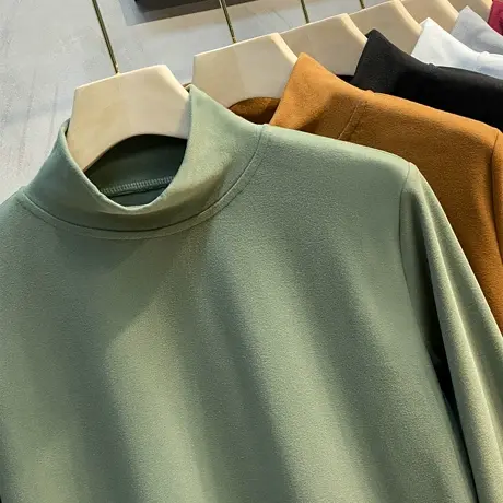 2023秋冬新款中领打底衫男内搭 半高领双面德绒长袖T恤潮加绒加厚图片