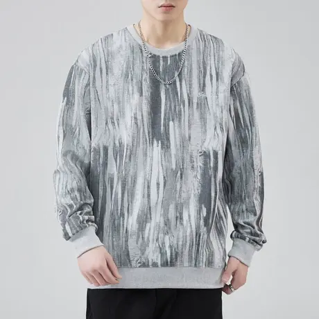 男款春装潮牌高街圆领长袖上衣春秋款痞帅打底衫春季男士圆领卫衣商品大图