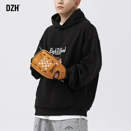男士黑色连帽卫衣男重磅潮牌宽松长袖上衣美式运动外套情侣装帽衫商品大图