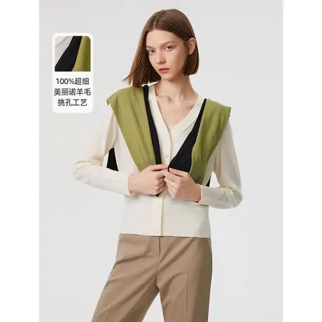 【会员专享】朗姿纯羊毛法式洋气高级感流行女2023奥莱毛针织衫商品大图