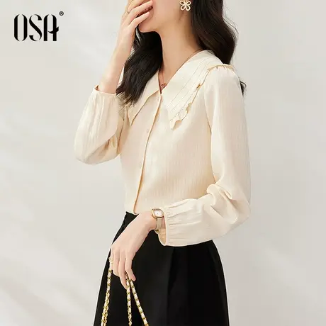 OSA欧莎娃娃领长袖衬衫春装女2023年新款设计感小众显瘦衬衣上衣商品大图