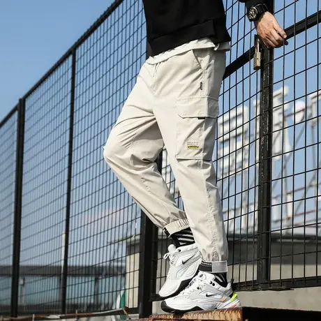 超火cec裤子男嘻哈工装裤束脚九分网红潮牌ins抖音机能风秋季薄款商品大图