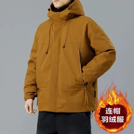 冬季防风保暖加厚情侣连帽羽绒服2024新款男装潮牌冲锋衣鸭绒外套图片