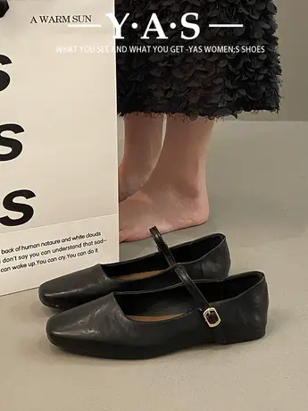 法式晚风气质通勤单鞋女2024新款秋季韩版仙女粗跟玛丽珍小皮鞋子商品大图