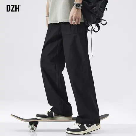男生黑色裤子男春秋直筒宽松休闲裤百搭美式伐木工装裤2024年新款商品大图
