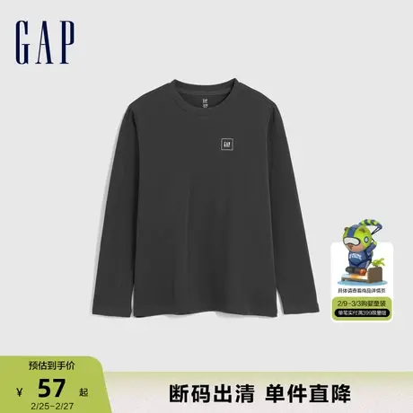 【断码优惠】Gap男童春秋LOGO宽松长袖T恤儿童装洋气上衣836890商品大图
