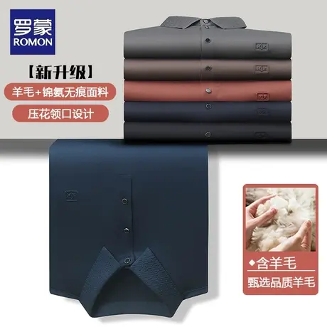Romon/罗蒙含羊毛无痕长袖Polo衫t恤男士秋季商务休闲上衣打底衫图片