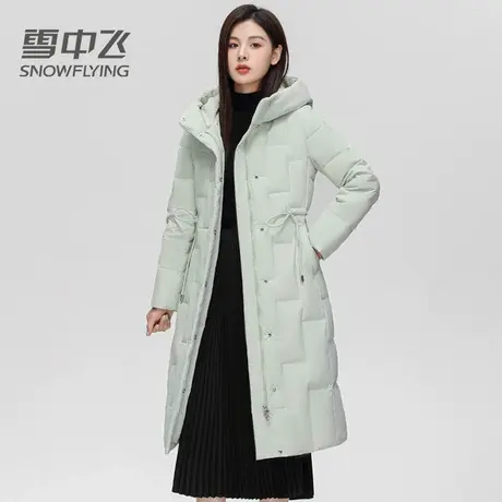 雪中飞羽绒服女士2023新款冬季连帽长款过膝韩版收腰防寒时尚外套图片