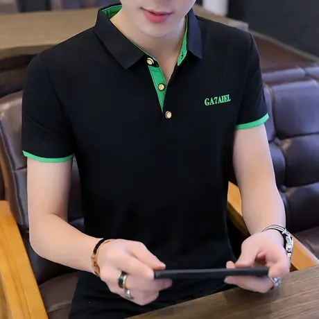 男士polo衫潮流短袖t恤翻领半截袖体恤夏季修身休闲上衣服保罗衫商品大图