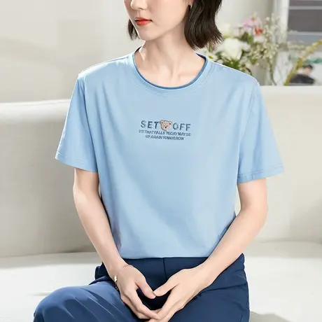 纯棉短袖T恤女2023年夏装时尚设计感上衣洋气显瘦半袖体恤ins小衫商品大图