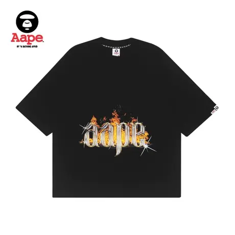 Aape男装撞色火焰金属字母印花潮流圆领短袖T恤0629XXF图片