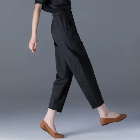 棉麻裤女灯笼裤夏薄款亚麻裤子夏季女裤2023新款休闲裤萝卜九分裤商品大图