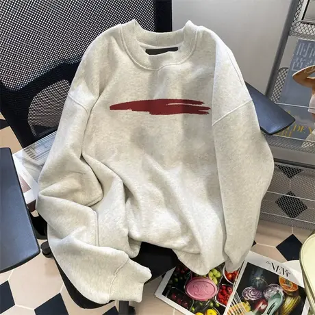 2023新款高级感小个子卫衣女秋冬季加绒加厚慵懒风上衣内搭春秋款图片