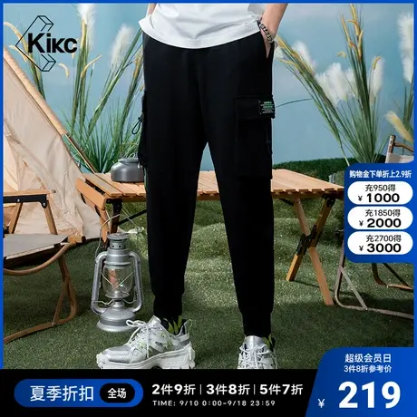 kikc工装裤2022春夏新款男士工装宽松潮流束脚运动抽绳舒适休闲裤商品大图