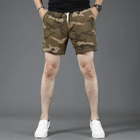 三分短裤男休闲裤夏季2023新款迷彩潮流四分裤修身男士裤子松紧腰商品大图