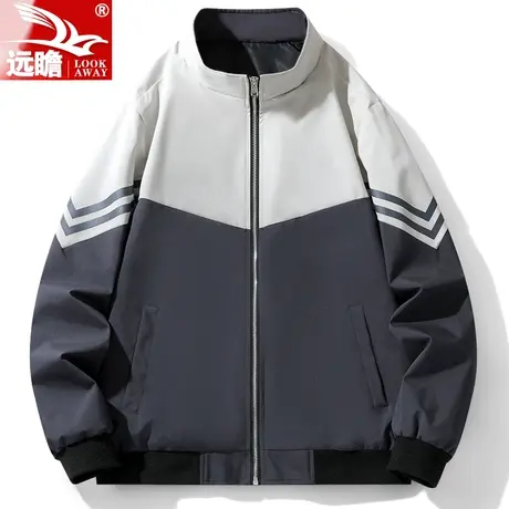 男士夹克外套春秋季2023新款立领褂子休闲上衣拼接立领冲锋衣男款商品大图