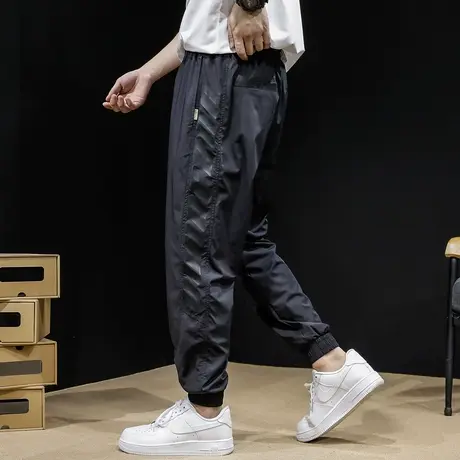 冰丝休闲裤男夏季薄款宽松胖子潮牌加肥加大码束脚哈伦速干运动裤商品大图