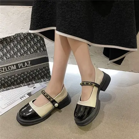 玛丽珍鞋女夏2023年新款夏季英伦风设计感小众珍珠单鞋夏天小皮鞋商品大图