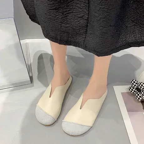 2023年夏季新款无后跟懒人网红包头半拖鞋女平底外穿百搭半托单鞋商品大图