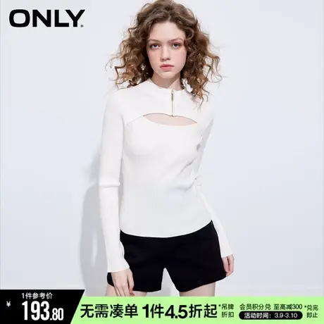 ONLY春秋性感拉链半高领假两件毛针织衫女|123113026商品大图