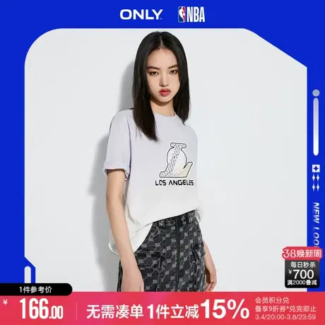 ONLY秋季NBA联名款宽松字母圆领渐变T恤女|123201149商品大图