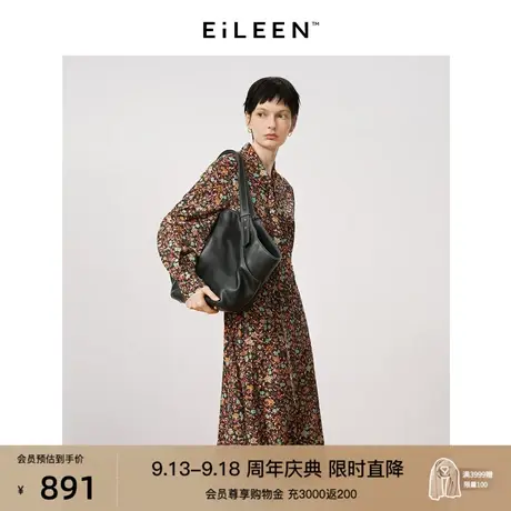 【会员专享 意大利设计】朗姿法式复古气质连衣裙2023秋新款裙子商品大图