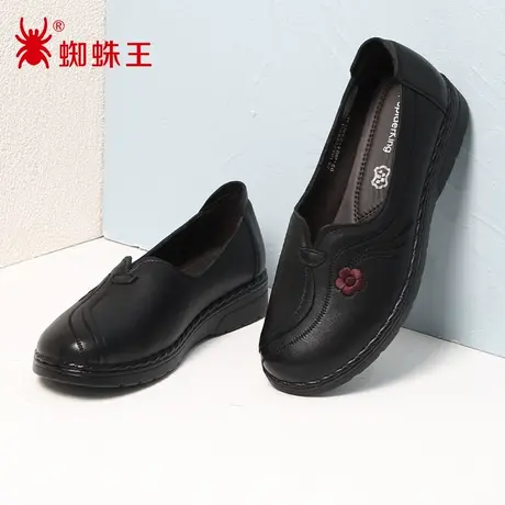 SPIDER KING/蜘蛛王女鞋真皮2022秋商场新款皮鞋女老人妈妈鞋软底商品大图